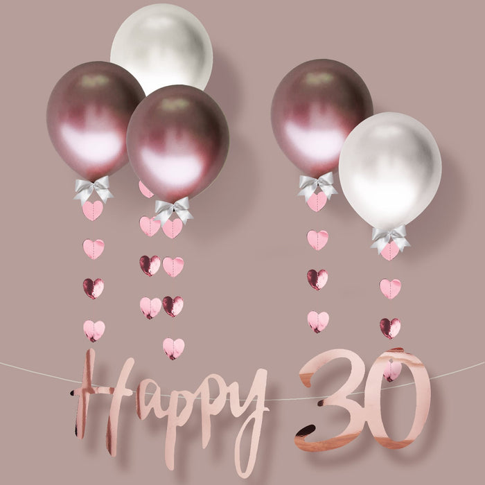 Happy 30 Girlande Banner 1,5m Geburtstag Jubiläum Party Feier Deko - rose gold