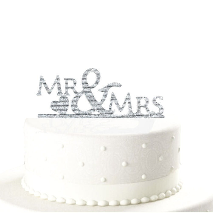 Hochzeitstorten Topper Mr & Mrs Kuchendeckel Hochzeit - silber