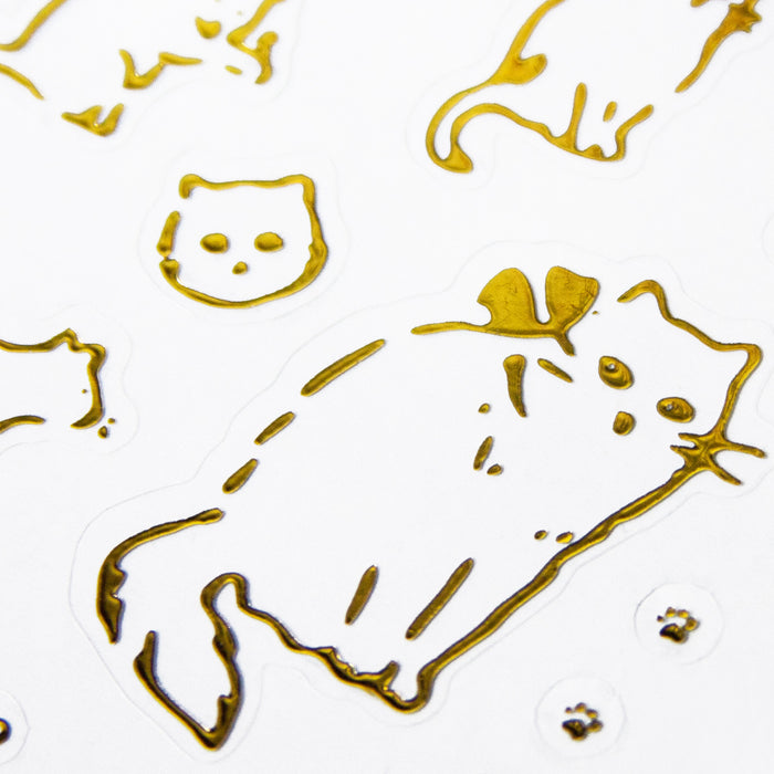 60 Katzen Sticker Kätzchen Aufkleber im Retro Vintage Style für Verzierung Scrapbooking Basteln gold