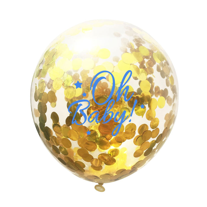 Konfetti Luftballon Set für Baby Shower Party Junge 15 Deko Ballons blau gold