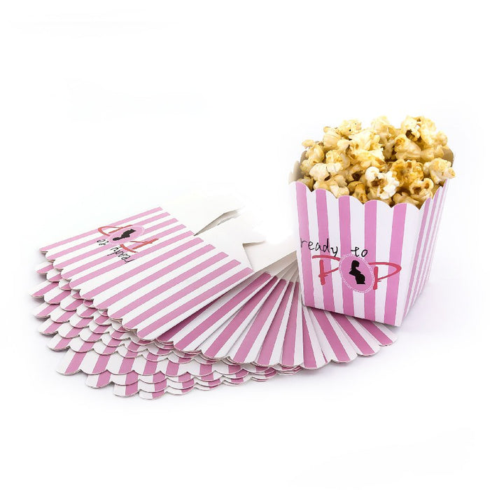 8 Popcorn Schachtel Tüte Box Schwangerschaft Baby Shower - rosa