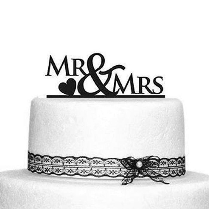 Hochzeitstorten Topper Mr & Mrs Kuchendeckel Hochzeit - schwarz