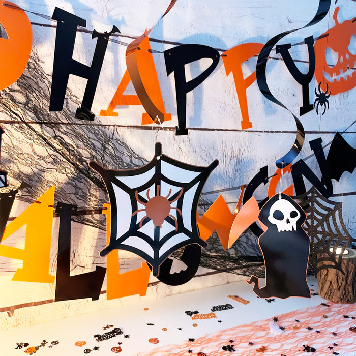 Happy Halloween Girlande Horror Hänge Dekoration Banner für Halloween Fasching Karneval Grusel Motto Party