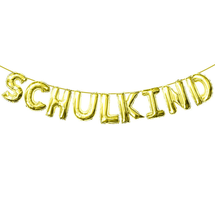 Schulkind Folienballon Girlande Schuleinführung Einschulung Schulanfang Feier Deko - gold