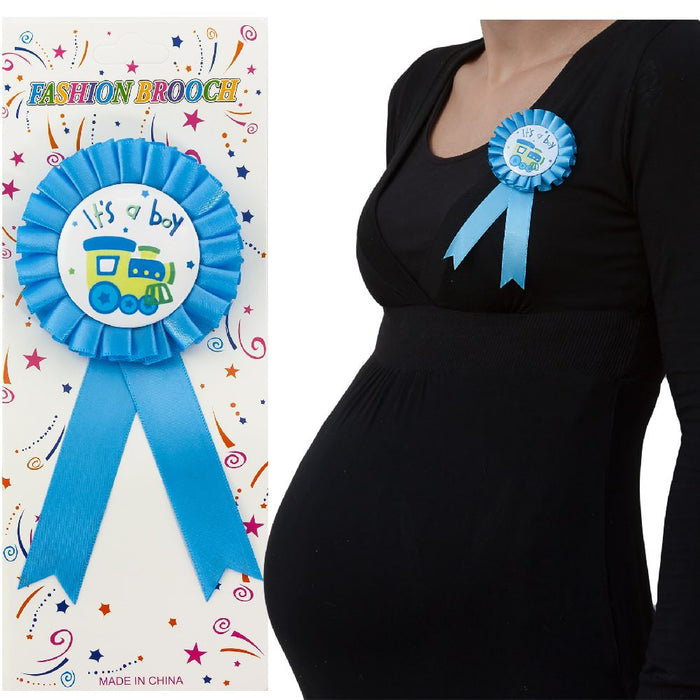 Brosche Abzeichen Schwangerschaft Mama Baby Shower its a boy - blau