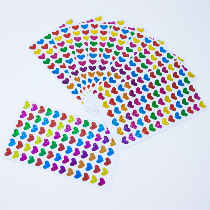 780 Herz Sticker Herzen Aufkleber mit Glitzer Scrapbooking Verzieren Basteln Spielen - bunt