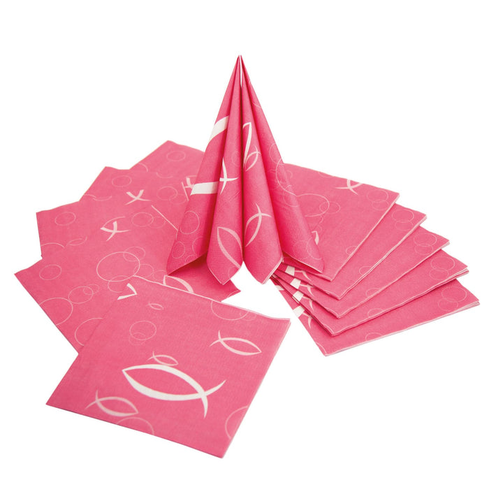 Deko Set für Taufe Kommunion Konfirmation Mädchen - Luftballons + Holz Fische + Servietten - rosa pink weiß