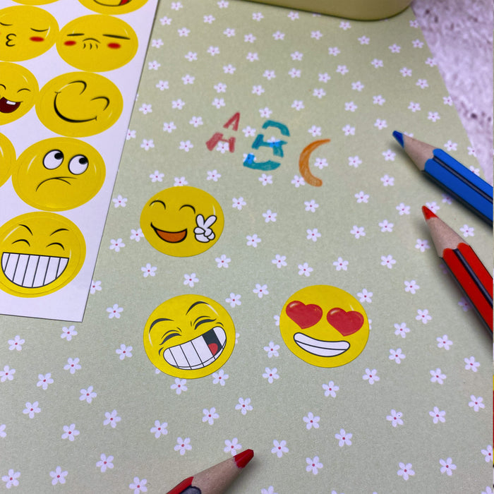 200 Smiley Sticker Set Aufkleber Mix verschiedene Stimmungen  - gelb