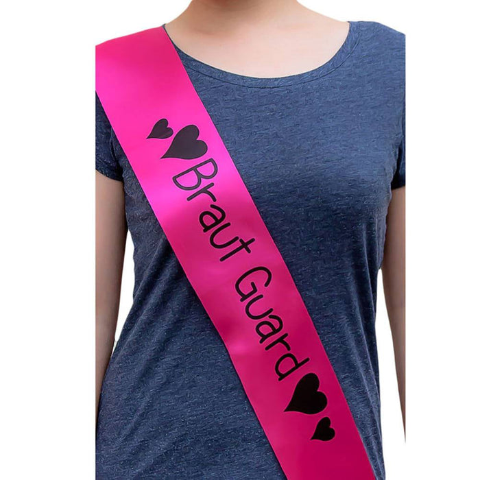 Schärpe Braut + Braut Guard Set JGA Hen Party Bride to be Herzen pink