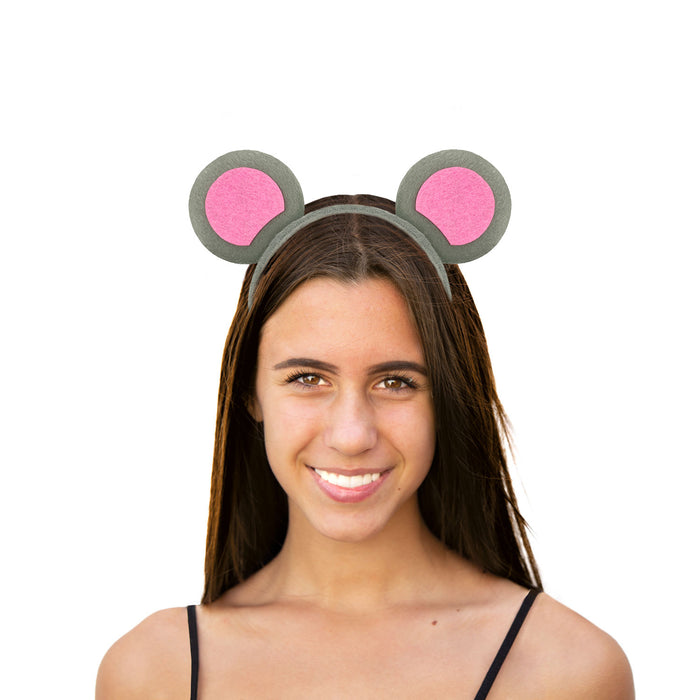 Haarreif Maus Ohren Haarreifen Mäuschen Mouse für Fasching Karneval Kostüm Accessoire - grau pink