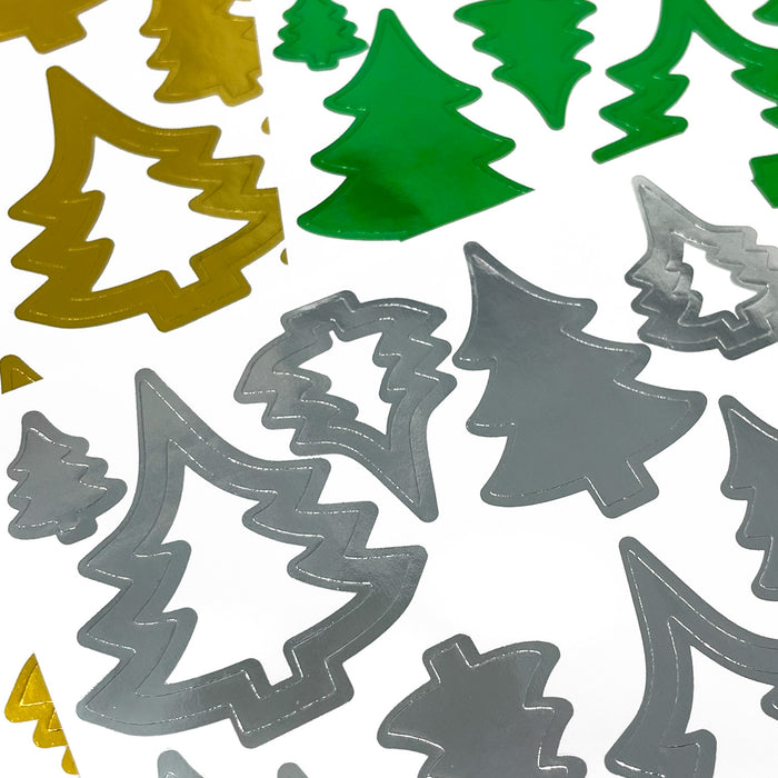 42 Tannenbaum Sticker Weihnachtsbaum Aufkleber Glänzend für Weihnachten Weihnachtsdeko Basteln - silber