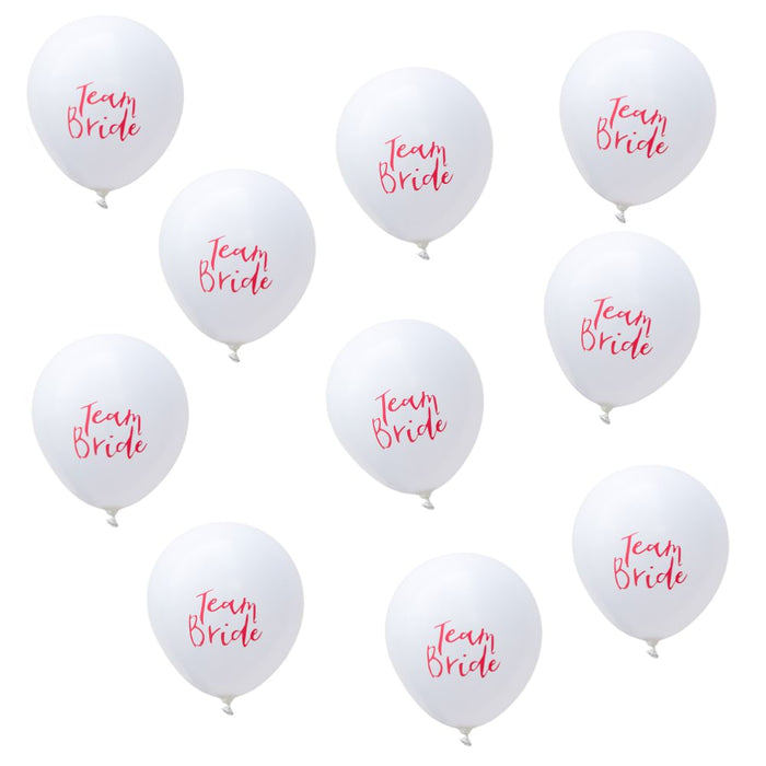 10x Luftballons Team Bride JGA Junggesellinnenabschied Deko - weiß