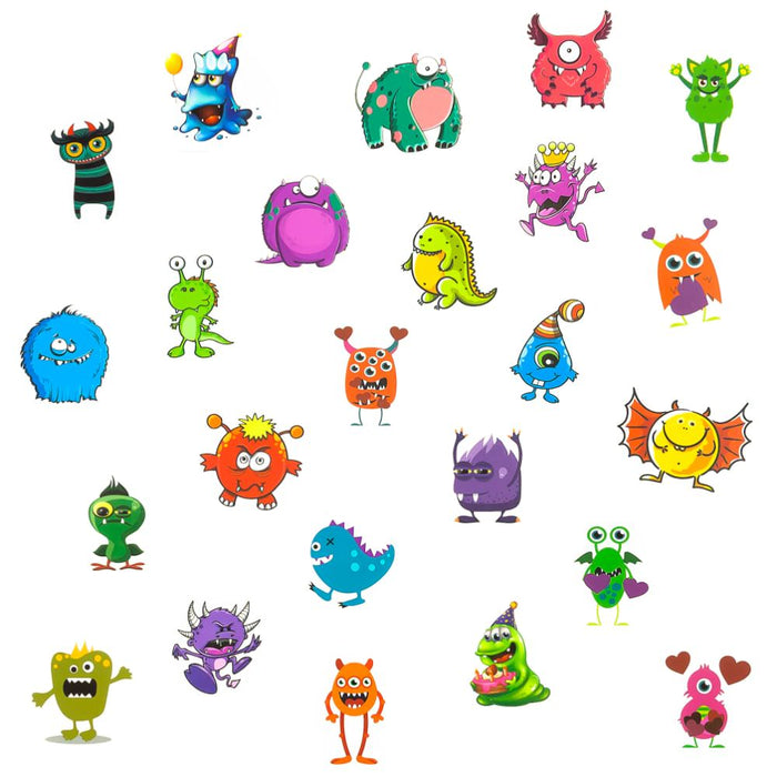 Temporäre Klebetattoos Kinder Tattoo Set - 24 Monster Motive