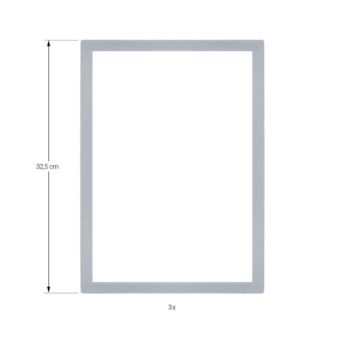3x Bilderrahmen A4 wechselbar mit Magnetverschluss Anbringung selbstklebend Wand Dekoration für Bilder - silber