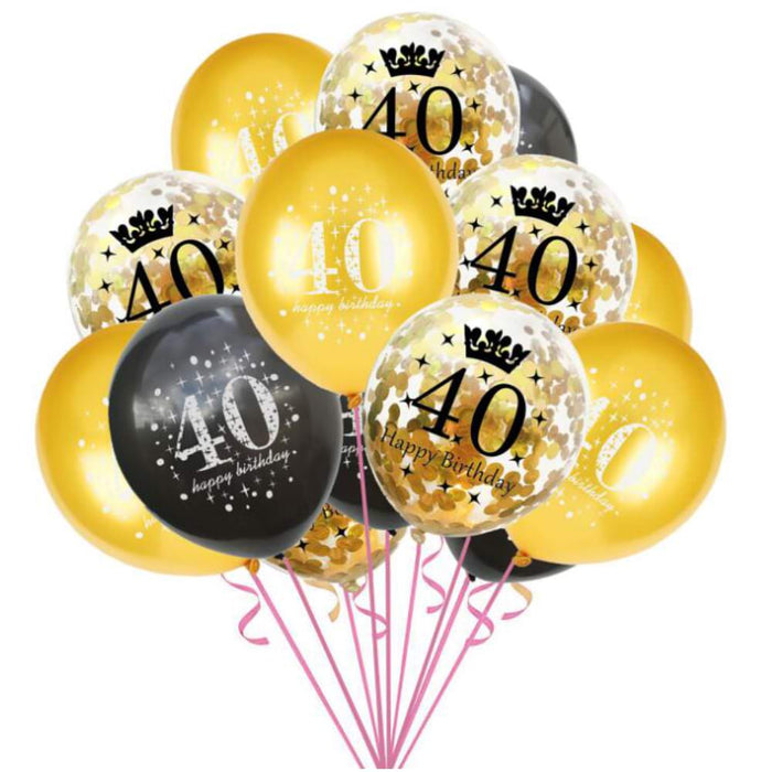 Konfetti Luftballon Set Zahl 40 Geburtstag Happy Birthday 15 Ballons