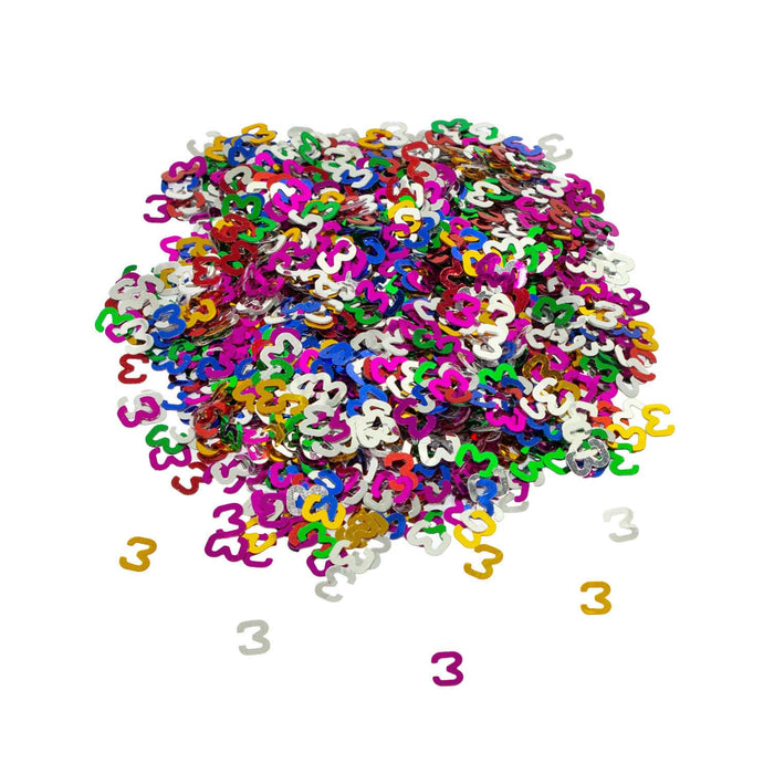 Konfetti Zahl 3 Geburtstag Jubiläum +800 Stk. Streudeko Tisch Deko - bunt