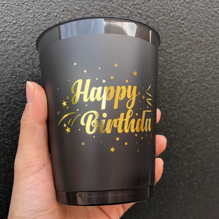 Happy Birthday Becher Set Trinkbecher Partybecher Geburtstag Kindergeburtstag Party schwarz gold