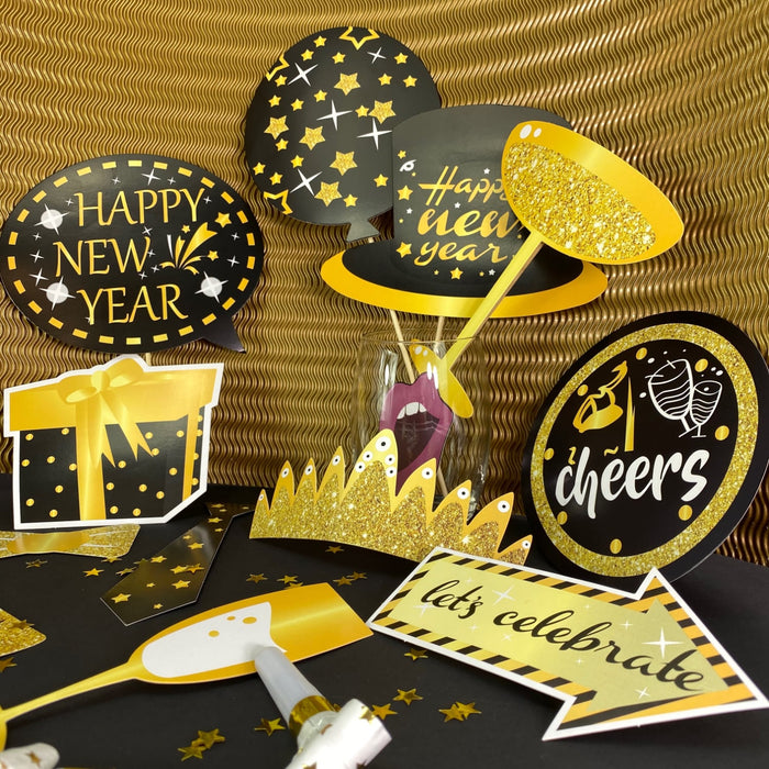 34 Fotorequisiten Fotoaccessoires Silvester Party Neujahr Fest Foto Props Verkleidungen Photo Booth