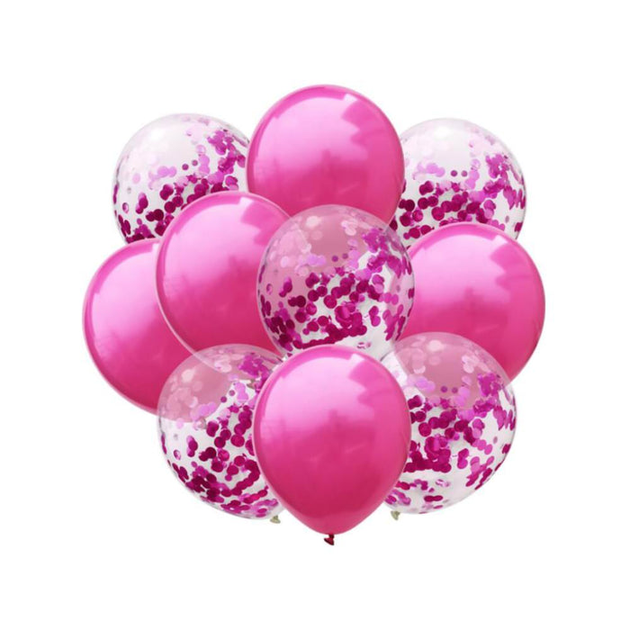 Konfetti Luftballon Set 10 Stk. Hochzeit JGA Geburtstag Baby Shower Party Deko pink