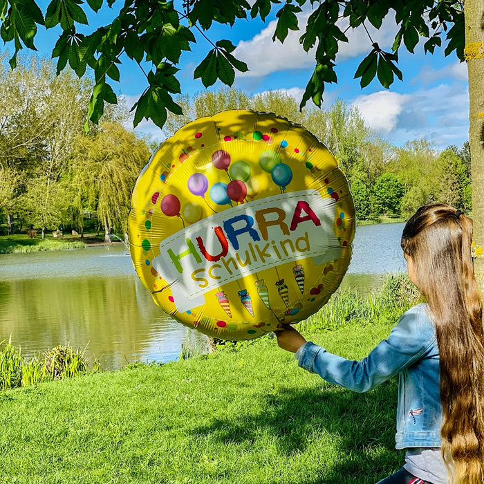 Schuleinführung Schulanfang Einschulung XXL Deko Set für Mädchen und Jungen - Luftballons + Papp Geschirr + Servietten