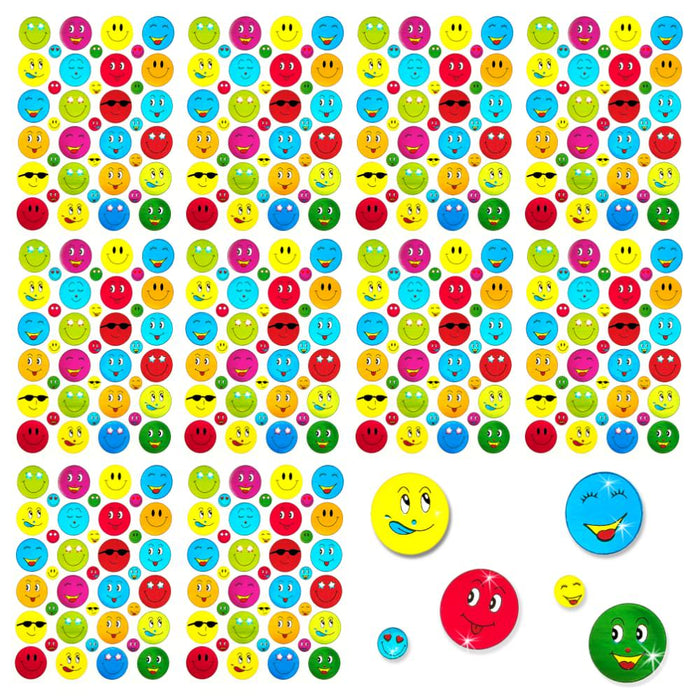 390 Smiley Sticker Aufkleber Face Lächeln Smily Scrapbooking - bunt