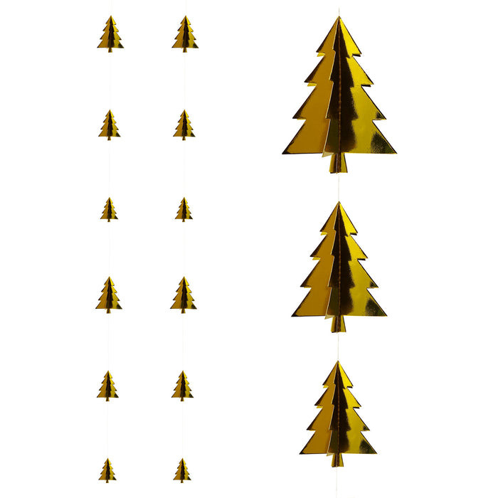 3D Tannenbaum Deckenhänger Weihnachtsbaum Girlande Deko für Weihnachten Winter Weihnachtsdeko - gold