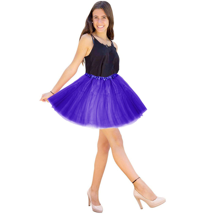 Tutu Tütü Damen Rock dunkellila Tüllrock Unterrock Kostüm Accessoire für Fasching Karneval 60 cm - 116 cm