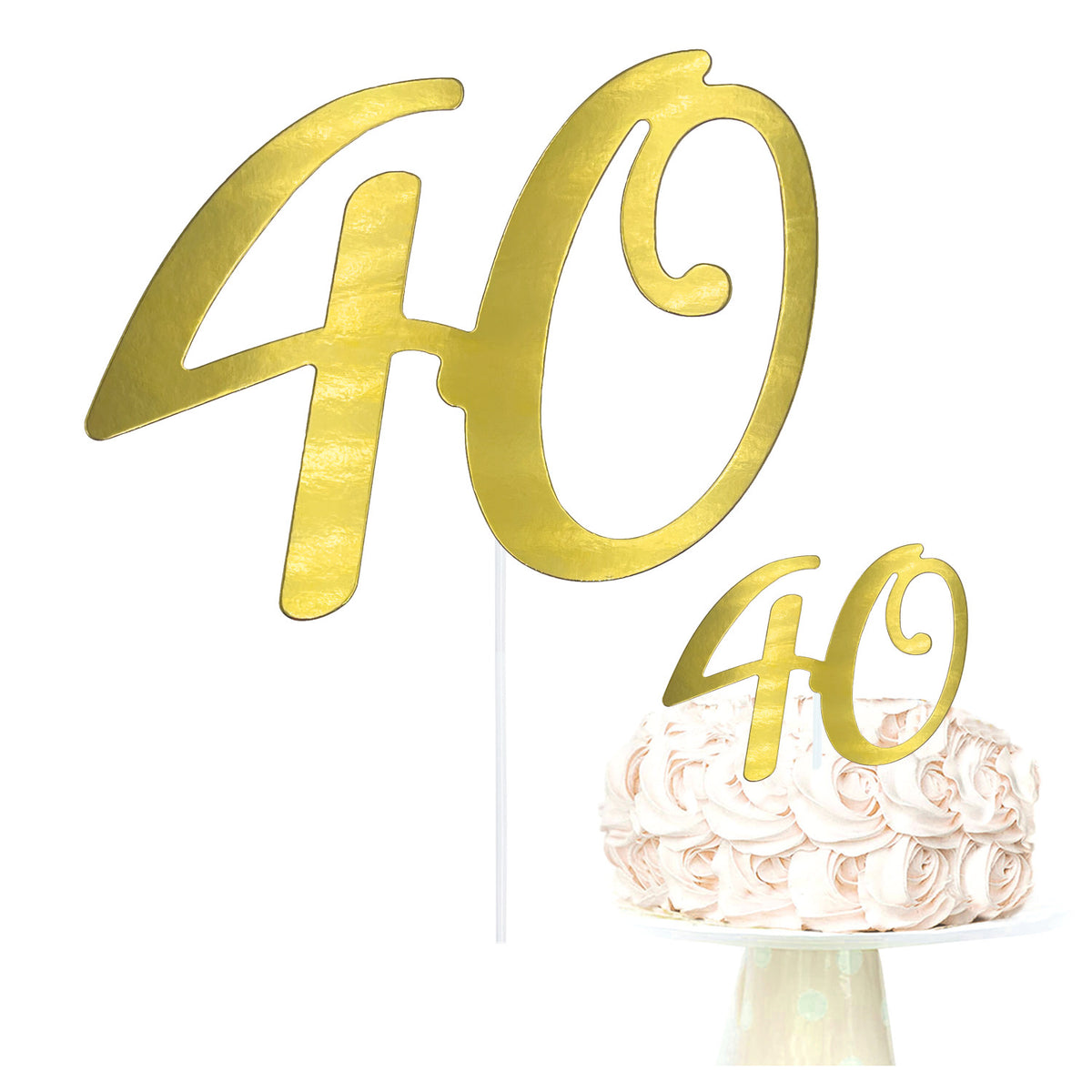 Kuchenaufsatz Zum 40. Geburtstag – 'Straight Outta 1982', Gold-glitzernd, Mit Stab, Für Cupcakes & Torten