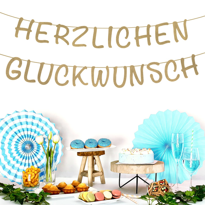 Herzlichen Glückwunsch Girlande gold Banner für für Geburtstag Kindergeburtstag Jubiläum Hochzeit Dekoration