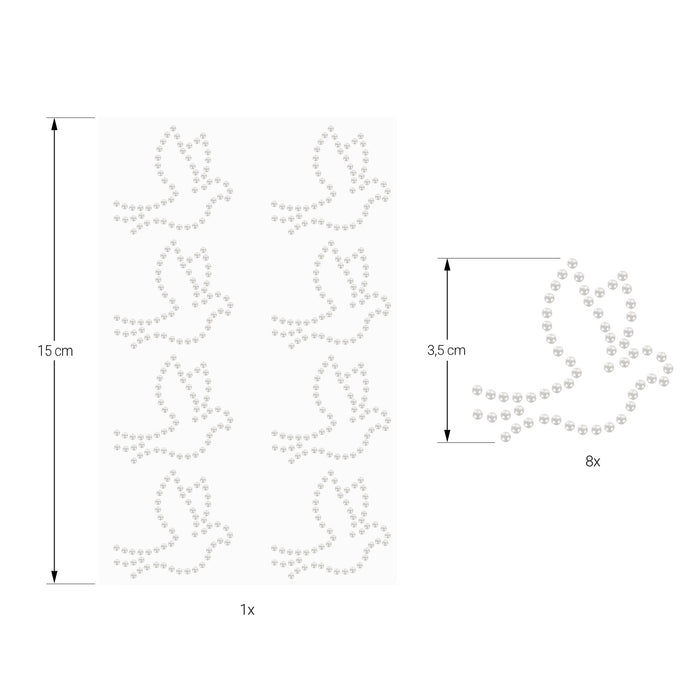 8 Tauben Sticker Perlen Aufkleber in weiß zum Verzieren für Hochzeit JGA Valentinstag Kommunion Konfirmation