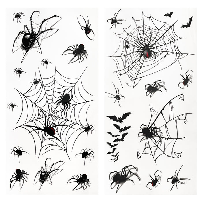 Sticker Set Spinnen mit Spinnennetz Aufkleber zum Verzieren Scrapbooking Basteln für Halloween Deko