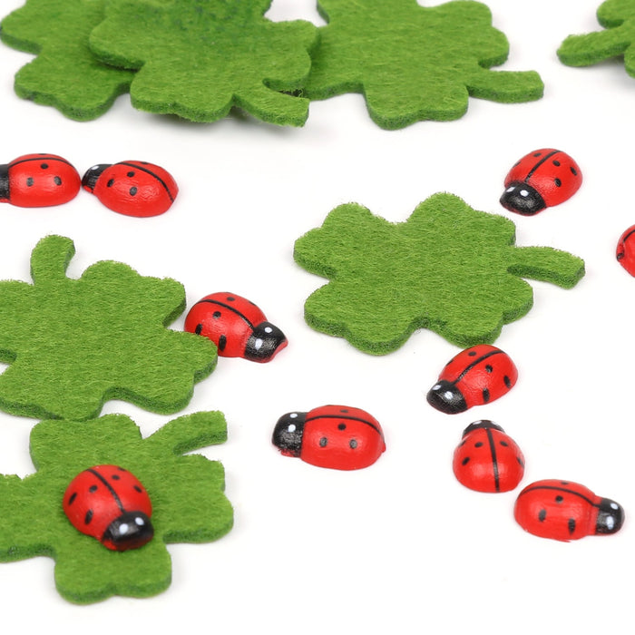 Marienkäfer + Kleeblatt Deko Set Konfetti Geburtstag Silvester Feier Party Glück Streu Geschenk Deko