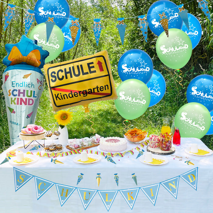 Schuleinführung Schulanfang Einschulung Deko Set für Jungen - Girlanden + Luftballons + Konfetti