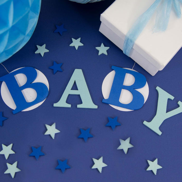 BABY Holz Buchstaben Set Tischdeko Baby Shower Party Kinderzimmer Deko blau