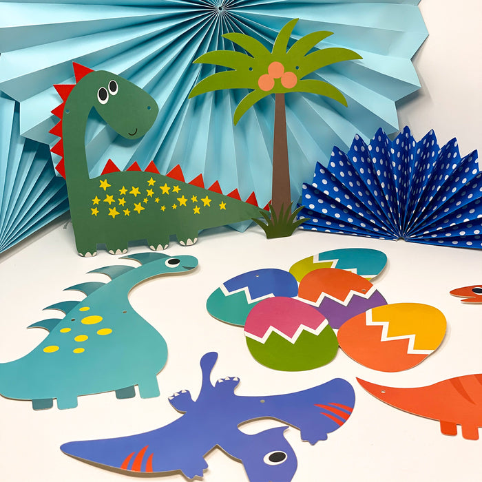 Dino Deko Set Kinder Geburtstag Jungs Kinderzimmer - Dinosaurier Girlande + Geschenktüten + Konfetti