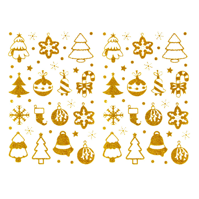 84 Weihnachts Sticker Glitzernd Aufkleber für Weihnachten Geschenk Deko - Weihnachten Mix gold