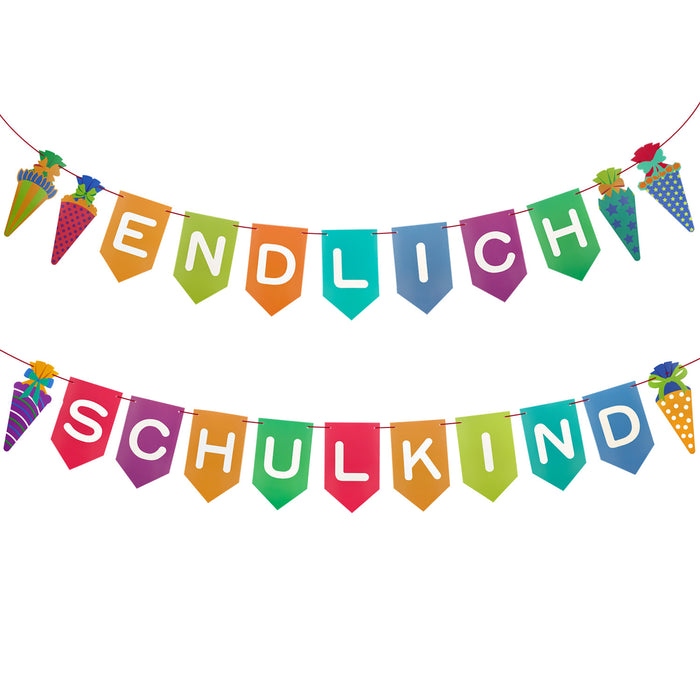 Endlich Schulkind Wimpel Girlande Hänge Deko Banner für Schuleinführung Einschulung Schule Jungs Mädchen