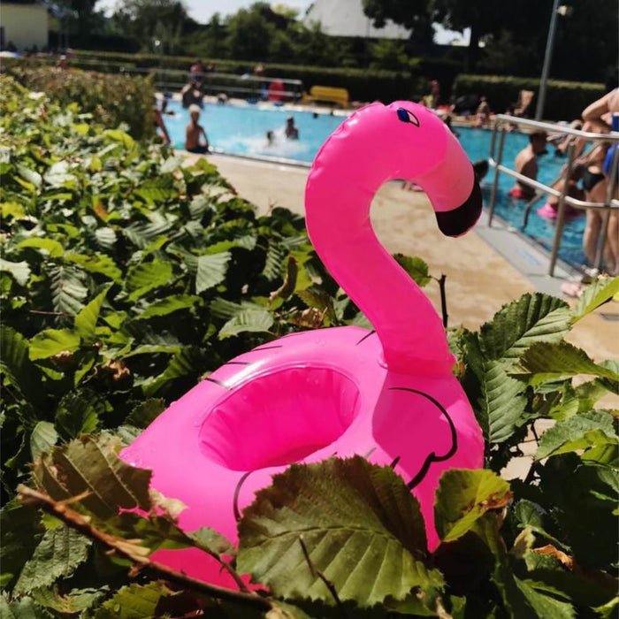 5x Schwimmender Flamingo Getränkehalter aufblasbar Pool Badespielzeug