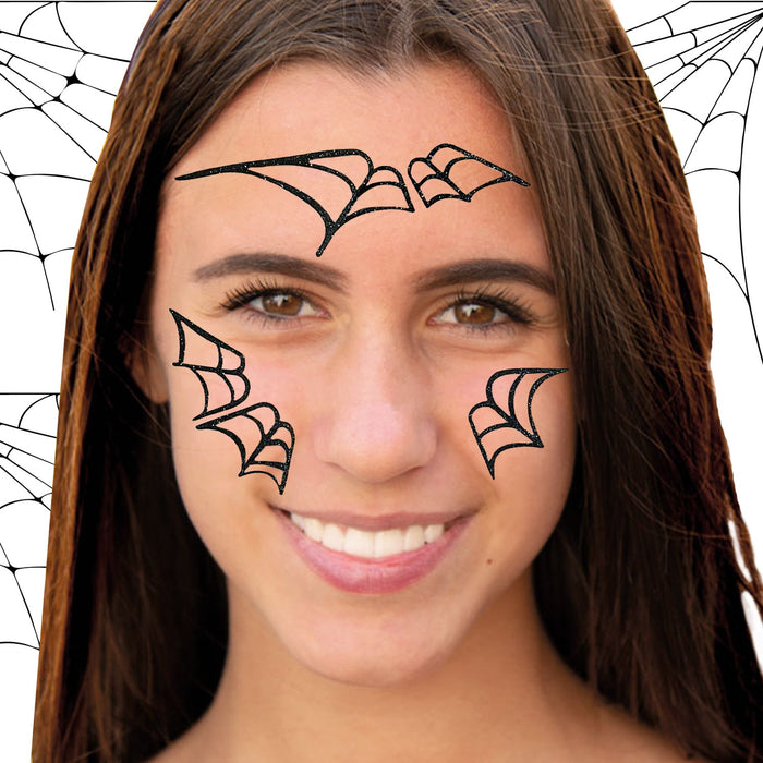 Spinnennetz Gesicht Sticker Set Tiergesicht Aufkleber für Fasching Karneval Halloween Kinder Motto Party