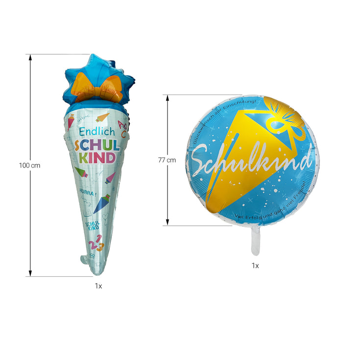 Schulkind + Zuckertüte Folien Luftballons für Schuleinführung Schulanfang Einschulung Dekoration Ballon