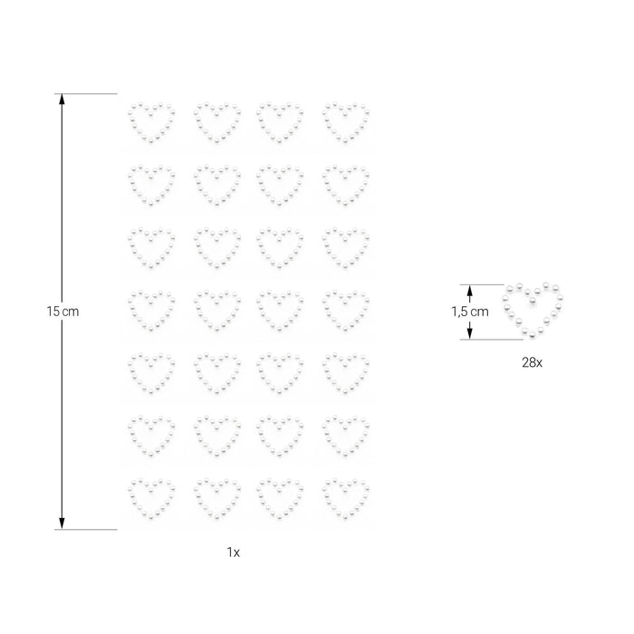 Herz Sticker Perlen Aufkleber zum Verzieren Scrapbooking Basteln für Hochzeit JGA Valentinstag - weiß