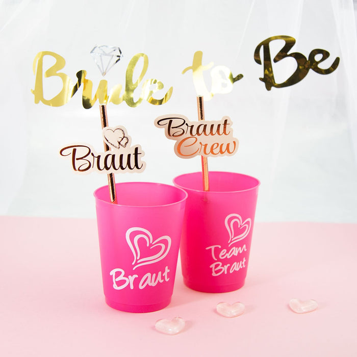 10 Stk. Braut + Braut Crew Konfetti JGA Hochzeit Streudeko Tisch Deko - roségold