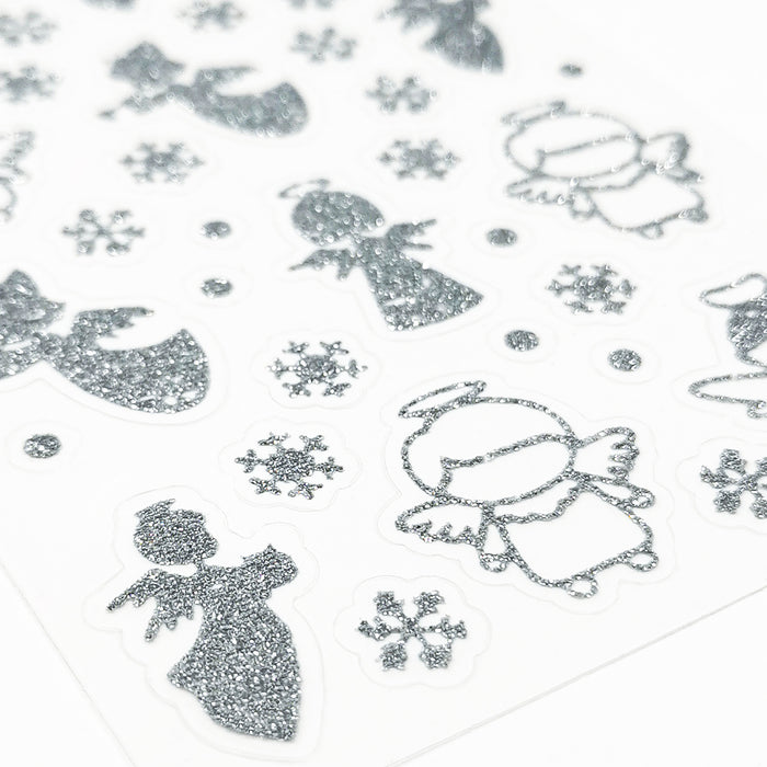 84 Weihnachts Sticker Glitzernd Aufkleber für Weihnachten Geschenk Deko - Engel Mix