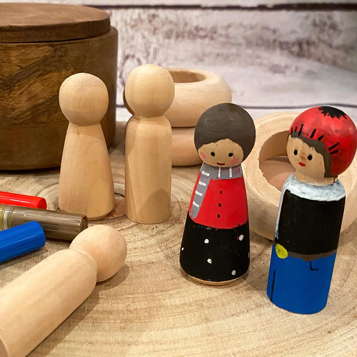 10 Holz Figuren zum Bemalen Frauen Holzdeko zum Basteln Spielen DIY Deko für Weihnachten Weihnachtsdeko Tischdeko