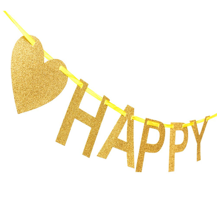 Happy 50 Girlande Banner Geburtstag Goldene Hochzeit Birthday - gold