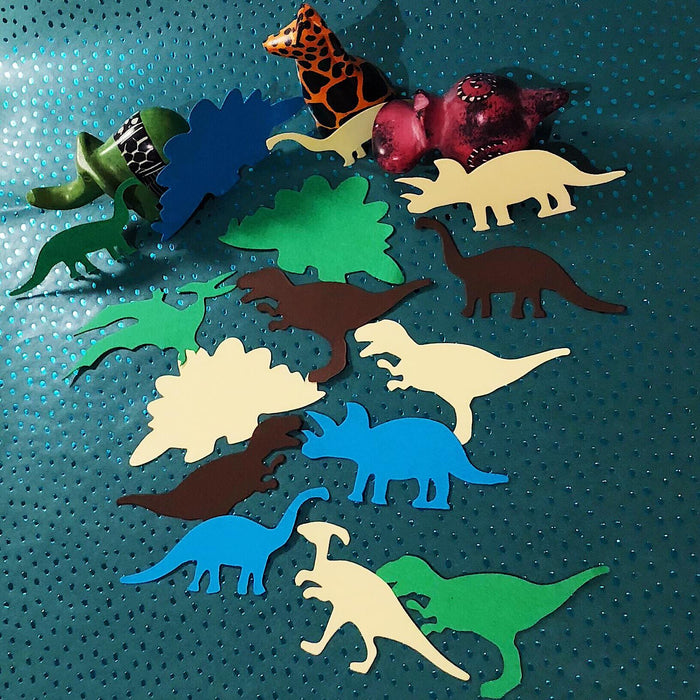 Dino Konfetti 24 Stk. bunt Kinder Geburtstag Dinosaurier Tisch Deko Streudeko