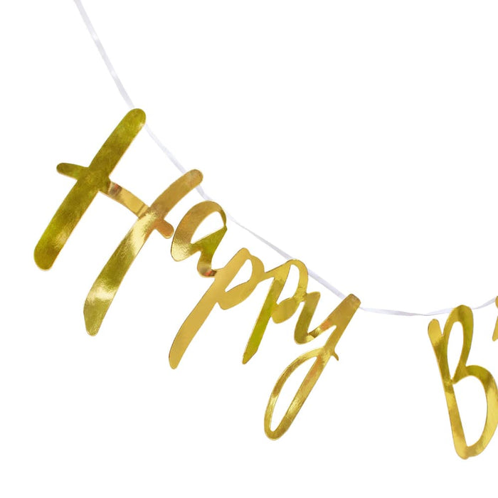 Happy Birthday Girlande Banner 1,5m Geburtstag Party Feier Deko - gold