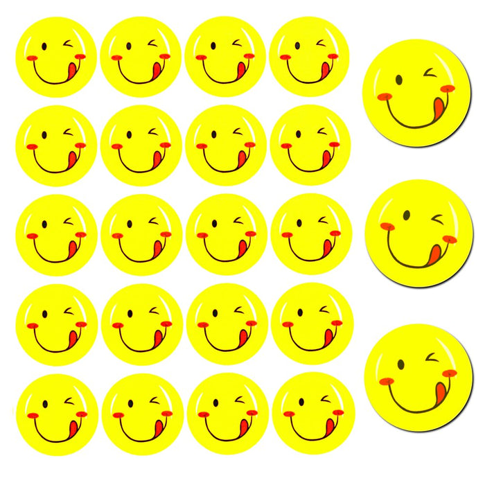 200 Smiley Sticker Set Aufkleber rausgestreckte Zunge  - gelb