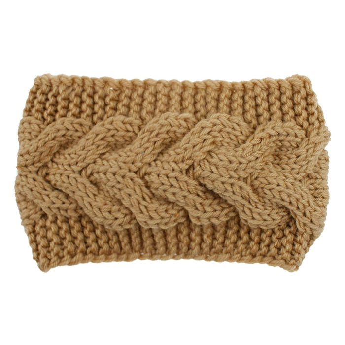 Damen Stirnband Haar Band für den Herbst Winter Ohrenwärmer Zopfmuster in Einheitsgröße - beige