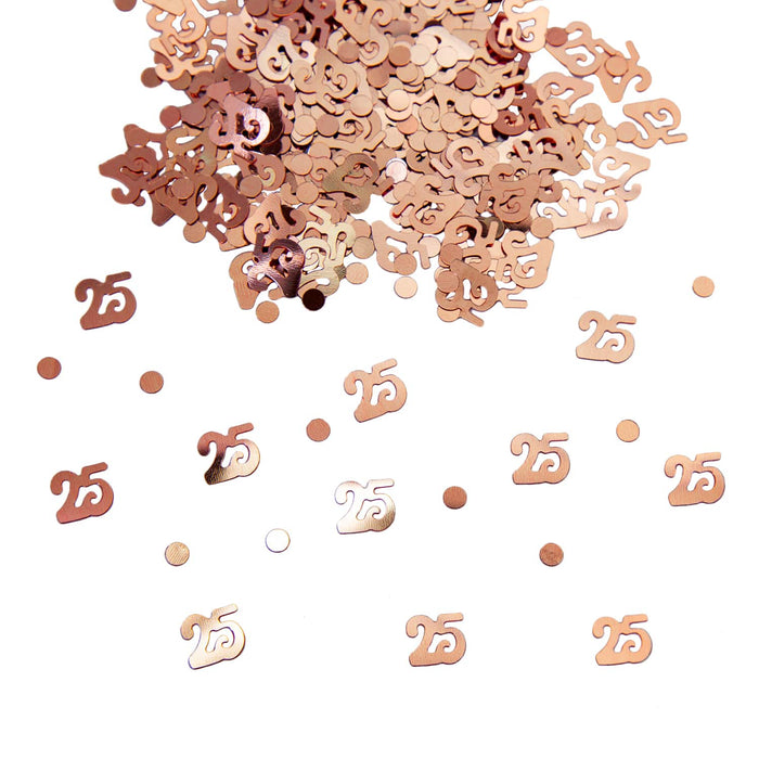 Konfetti 25. Geburtstag Jubiläum über 300 Stück Zahl + Punkte Tisch Deko Streudeko - roségold